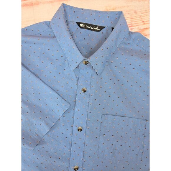 Travis Mathew Mens Blue Short Sleeve Button-Up Shirt Large - Picture 4 of 7